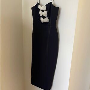 RIVIR Elegant Black Dress with Pearl Accents